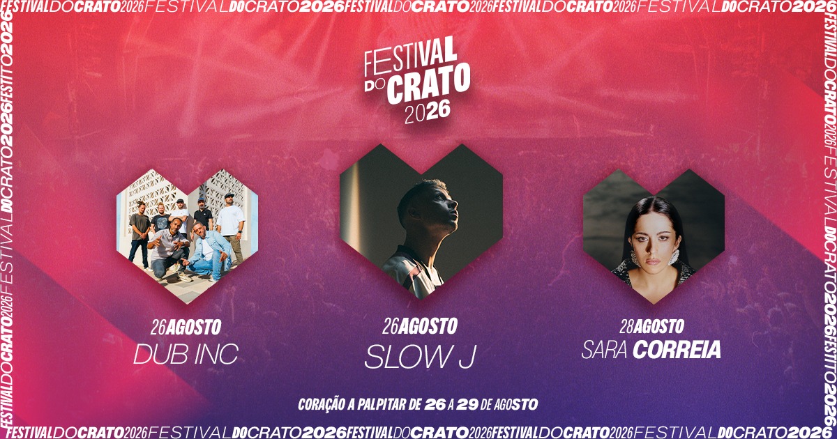 Slow J, Sara Correia e Dub Inc confirmados no Festival do Crato 2026